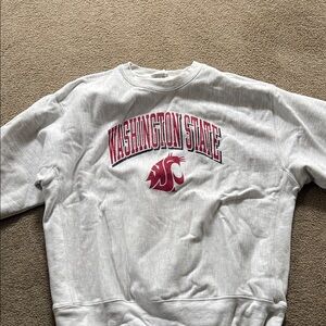 Champion Gray and Red Washington State Crewneck Sweater